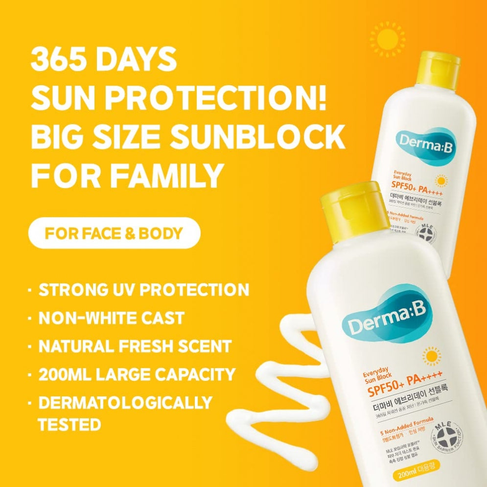 DERMA:B - Everyday Sun Body Block SPF50+ pa++++ 200ml