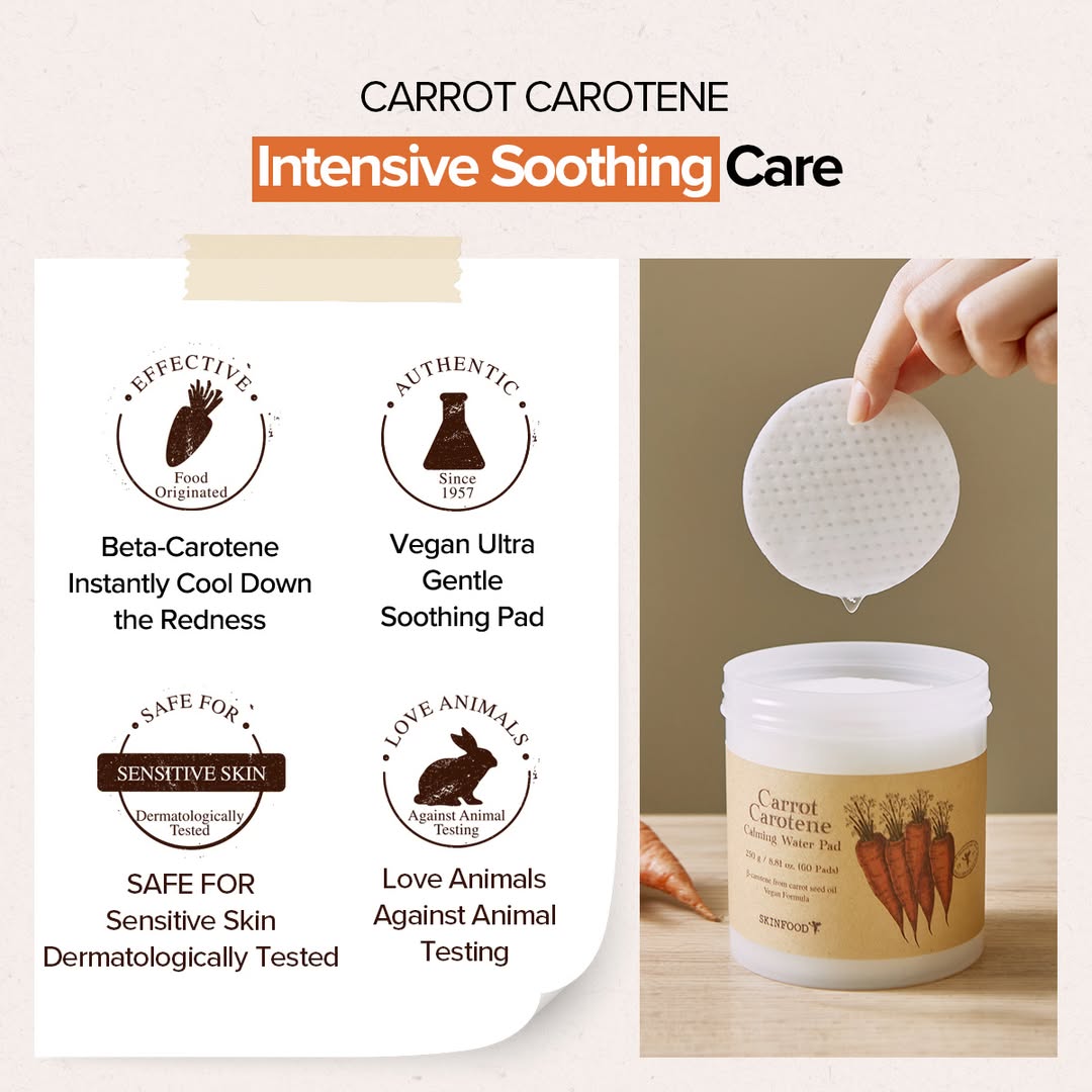 SKINFOOD -  Carrot Carotene Calming Water Pad (60 Pads)