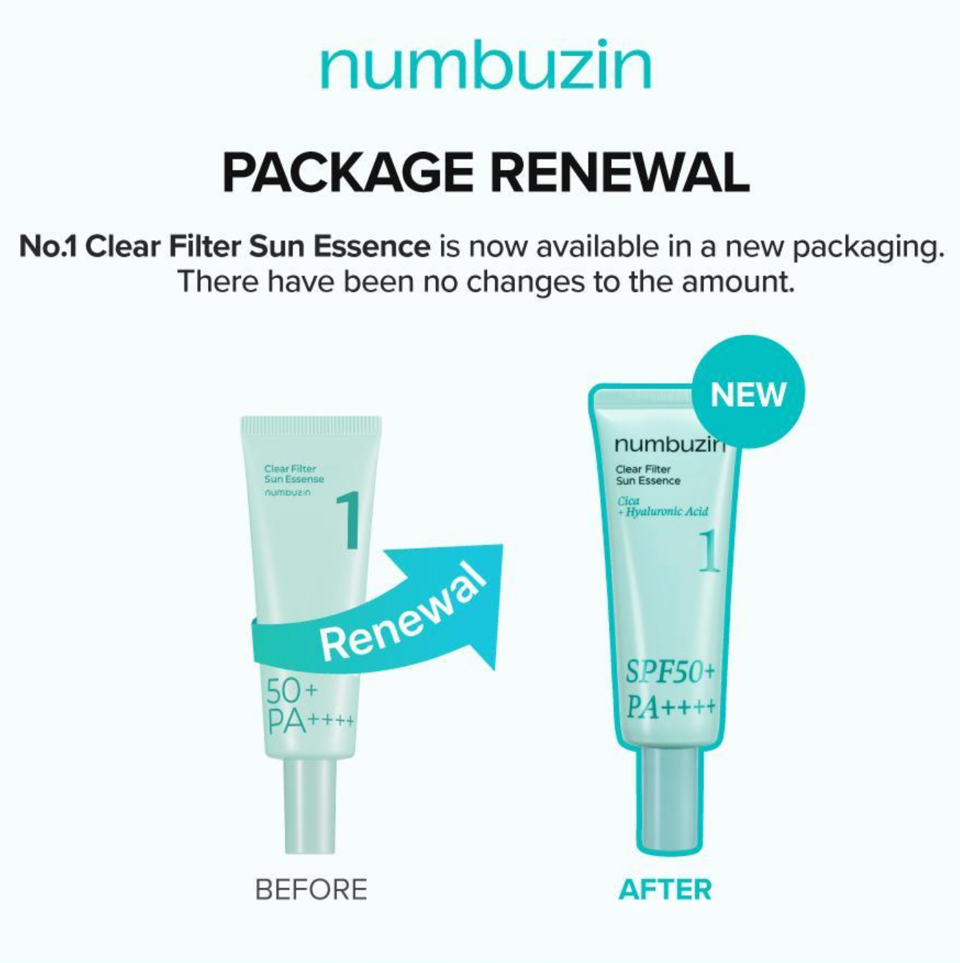 NUMBUZIN - No.1 Clear Filter Sun Essence SPF50+ PA++++ 50ml