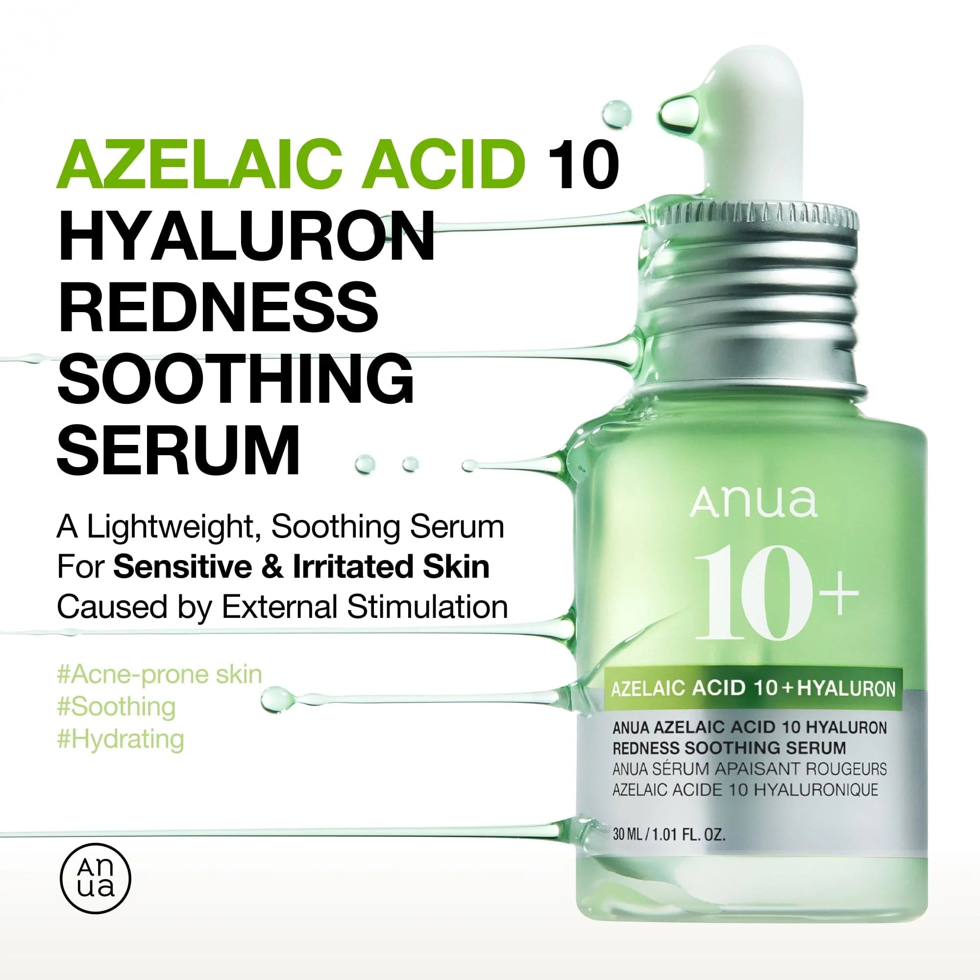 ANUA - Azelaic Acid 10 Hyaluron Redness Soothing Serum 30ml